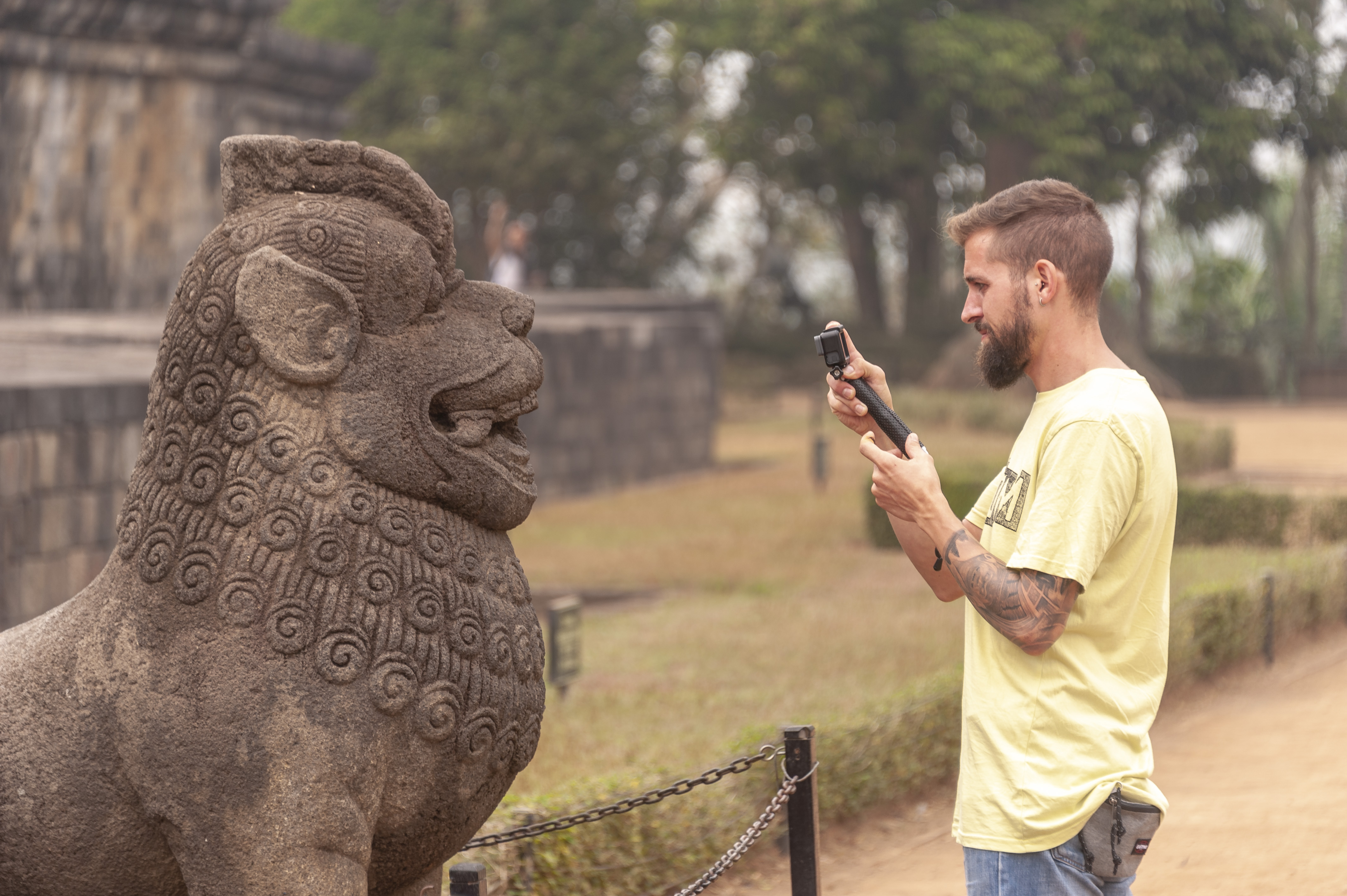Man with Borobudur Lion