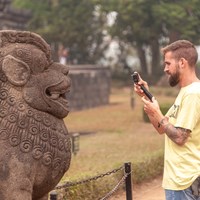Man with Borobudur Lion